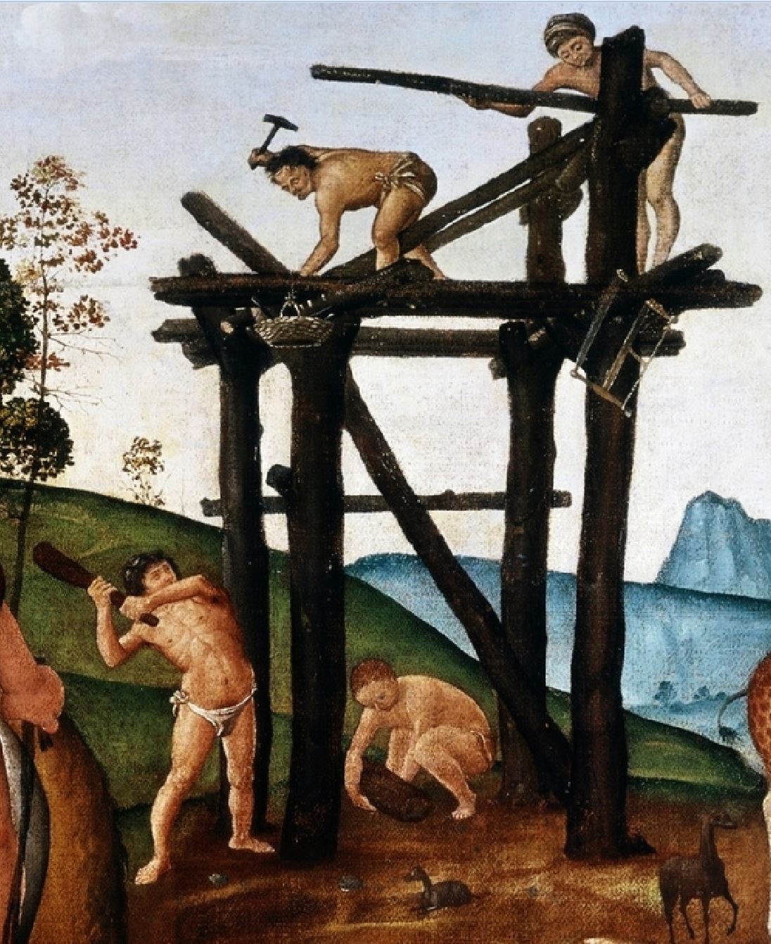 Piero di Cosimo 1490 Vulcain et Eole National Gallery of Canada dteial constuction