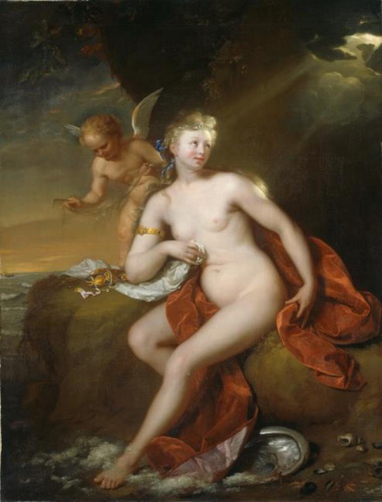 Schalcken 1690 Venus_aan_haar_toilet_in_gezelschap_van_Amor Museumslandschaft_Hessen_Kassel