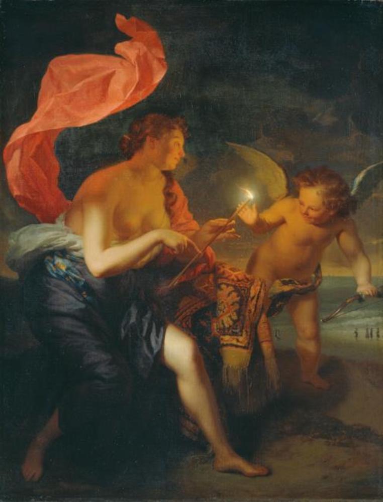 Schalcken 1690 Venus_overhandigt_Amor_een_brandende_pijl_-_GK_307_-_Museumslandschaft_Hessen_Kassel