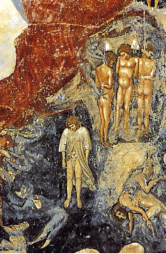 1306 Giotto, Le jugement dernier, chapelle Scrovegni Padoue detail pendus