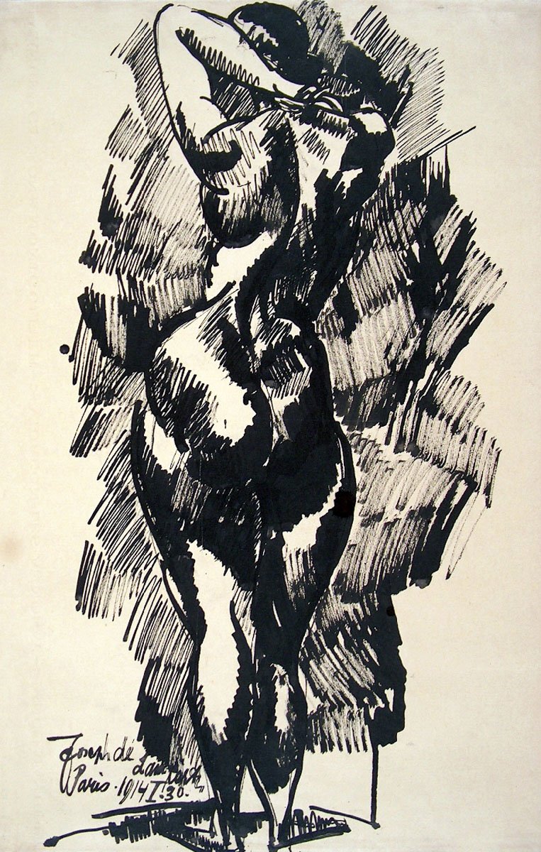 Nemes_Lampérth_József 1914 Nude sketch back_view_ Hungarian National Gallery