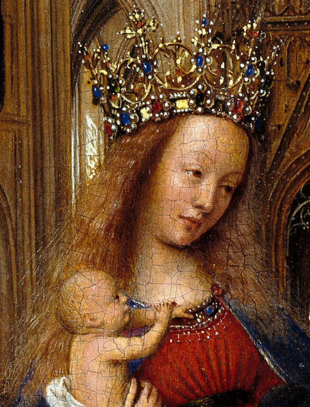Van Eyck 1438–40 Madonna in the church Staatliche Museen, Berlin detail regards