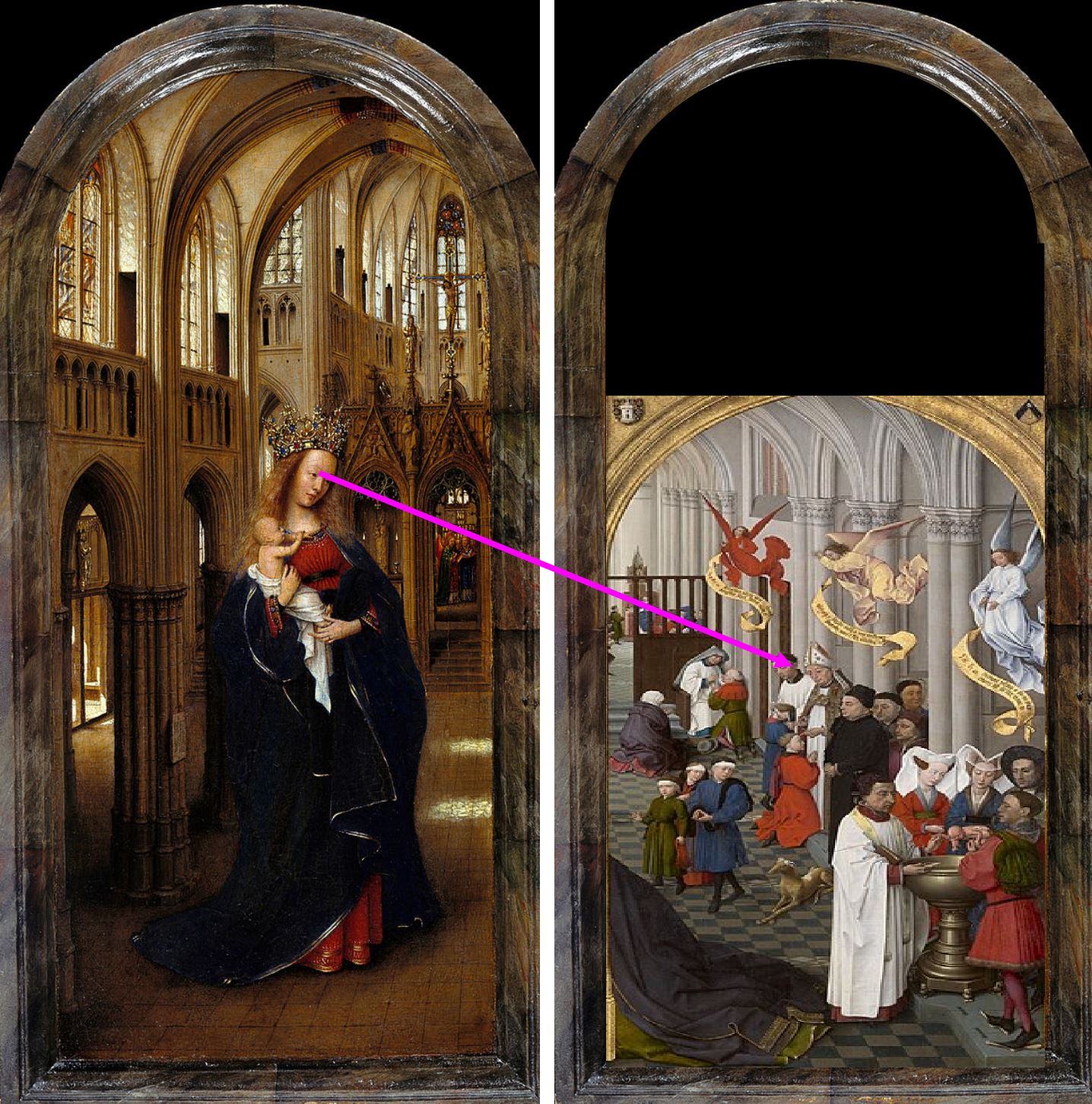 Van Eyck 1438–40 Madonna in the church Staatliche Museen, Berlin schema8
