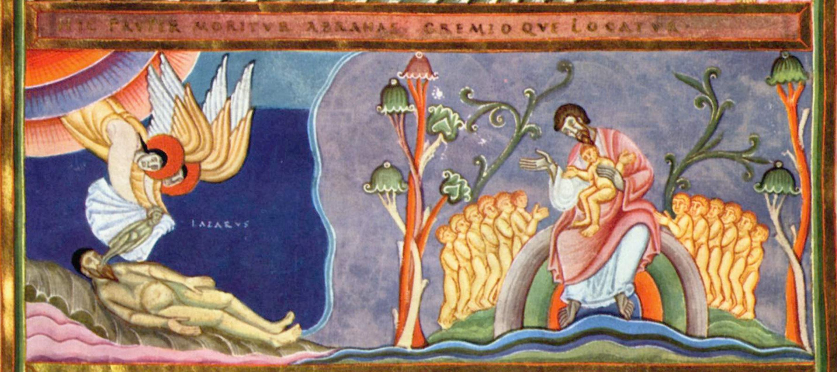 1030-50 Lazare allant dans le sein d'Abraham Codex aureus Epternacencis fol 78r Nuremberg, Germanisches Nationalmuseum