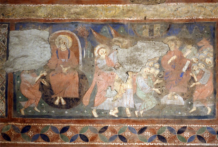 1100-25 castel-sant elia nepi fresque transept mur SO apocalypse vision-entre-les-candelabres photo Silvio Sorcini.