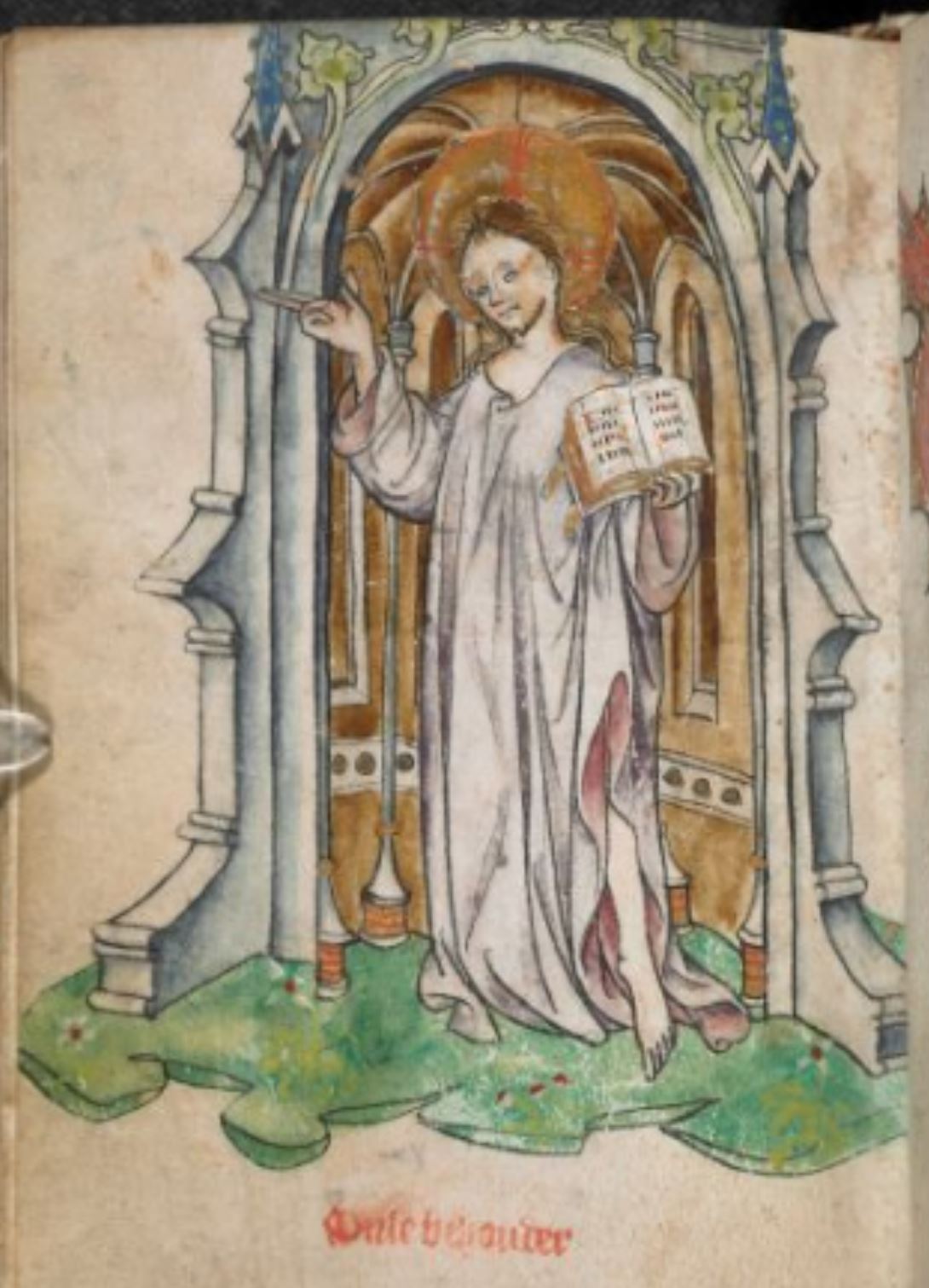 1410-1420 Christ the Saviour, standing at the gate of Heaven, 'Livre d'heures en hollandais BL MS add 50005 fol 150v