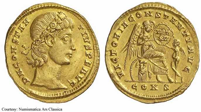 337-40 solidus Constance II RIC 6 (VIII, Constantinople)