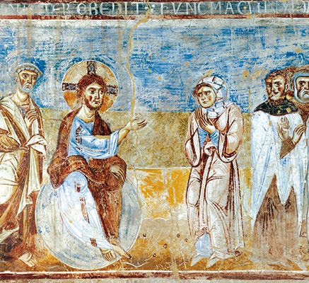 Le Christ et la Femme adultere av 1087 basilique Sant’Angelo in Formis, Capoue