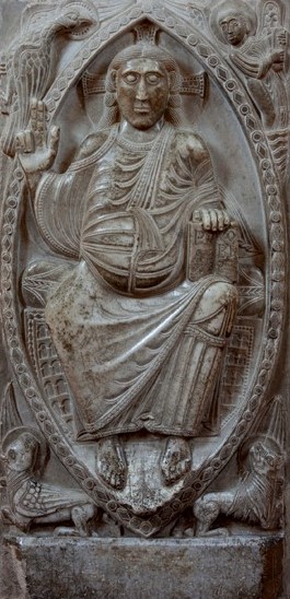 déambulatoire, XIe, groupe de bas-reliefs, le Christ en majesté