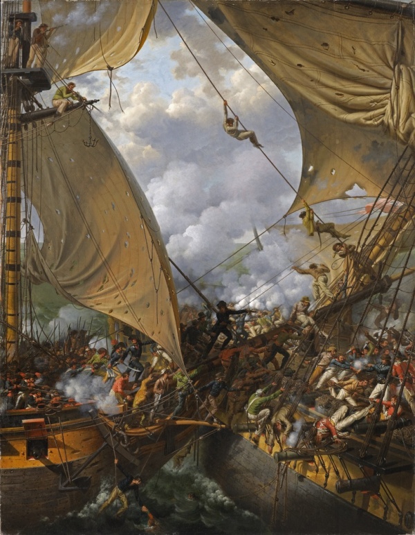 Louis-Philippe Crepin 1827 Combat de la Bayonnaise contre l’HMS Ambuscade coll priv (147 x 114 cm)