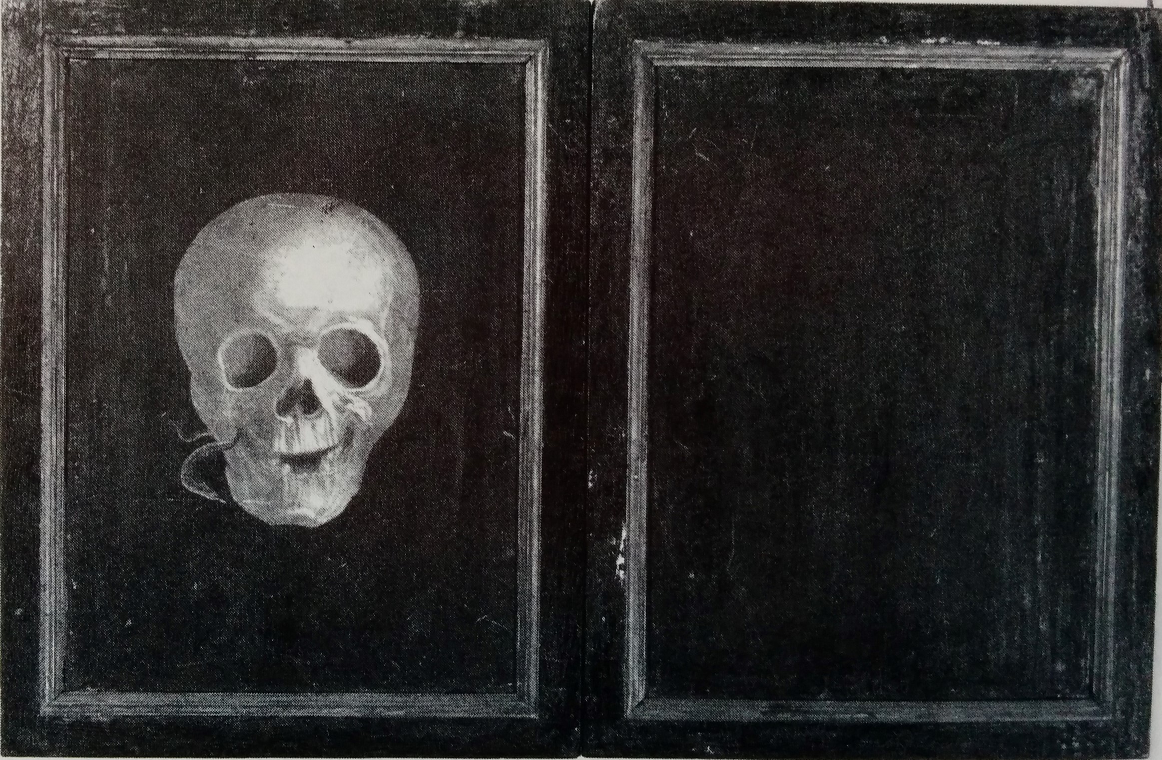 Anonyme nach 1487, Der Kartausermonch Hieronymus Tschekkenbürlin blickt dem Tod ins Gesicht. Diptychon revers