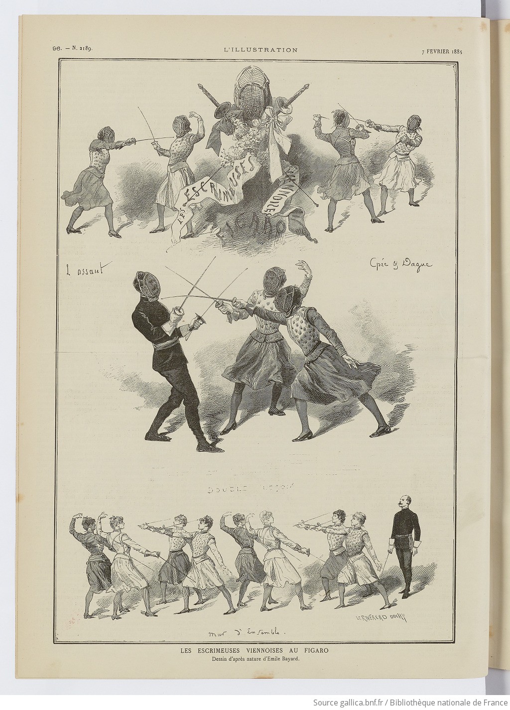 Les escrimeuses viennoises au Figaro L'Illustration 7 fevrier 1885 gallica