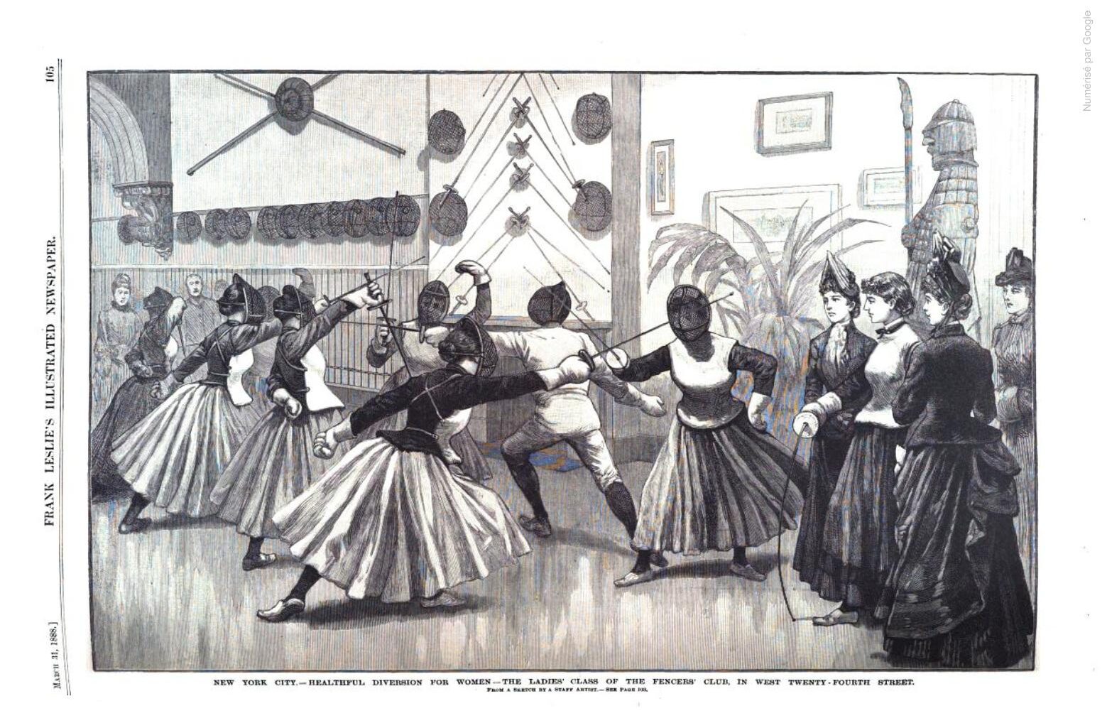 The Ladies' Class of the Fencers' Club in West 24th Street, New York Leslie's Weekly, Issue March 31, 1888