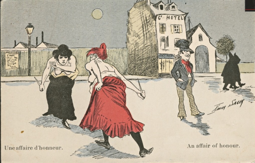 Une affaire d'honneur Xavier Sager Carte postale Bibliotheque Marguerite Durand