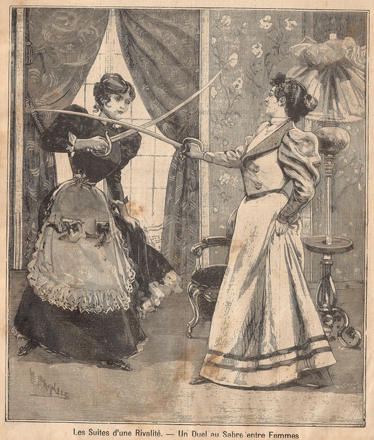 les suites d'une rivalité Un duel au sabre entre femmes Le Petit Parisien, 18 fevrier 1894 p 55