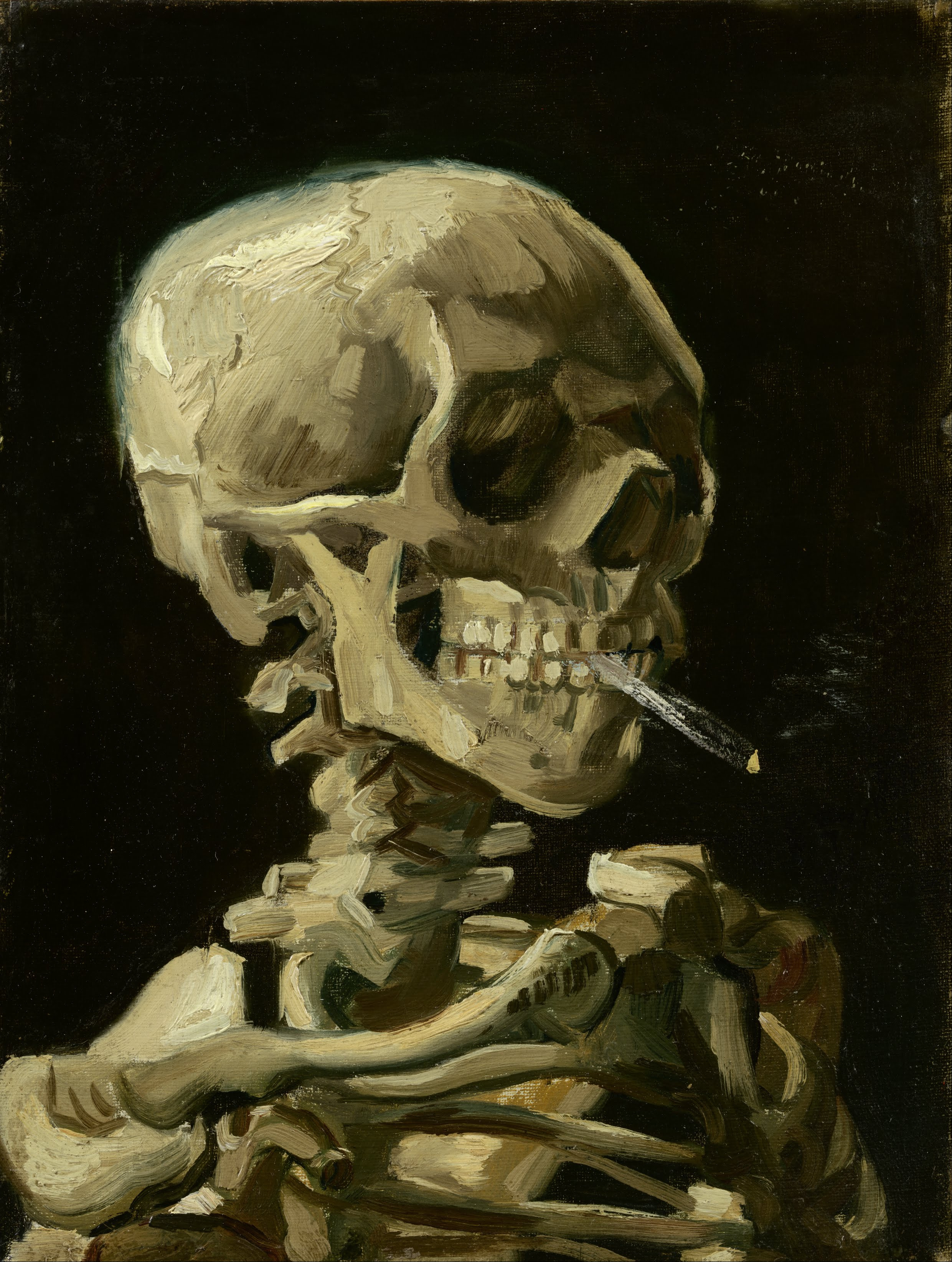 Vincent_van_Gogh 1886 January-February Head_of_a_skeleton_with_a_burning_cigarette Van Gogh Museum (F0212) 24.5 x 32 cm ×