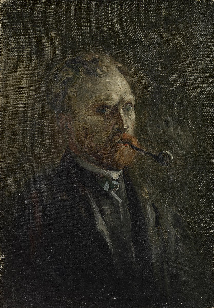 Vincent_van_Gogh 1886 Printemps Paris Autoportrait à la pipe Van Gogh Museum F0208 27,2 cm x 19,0 cm