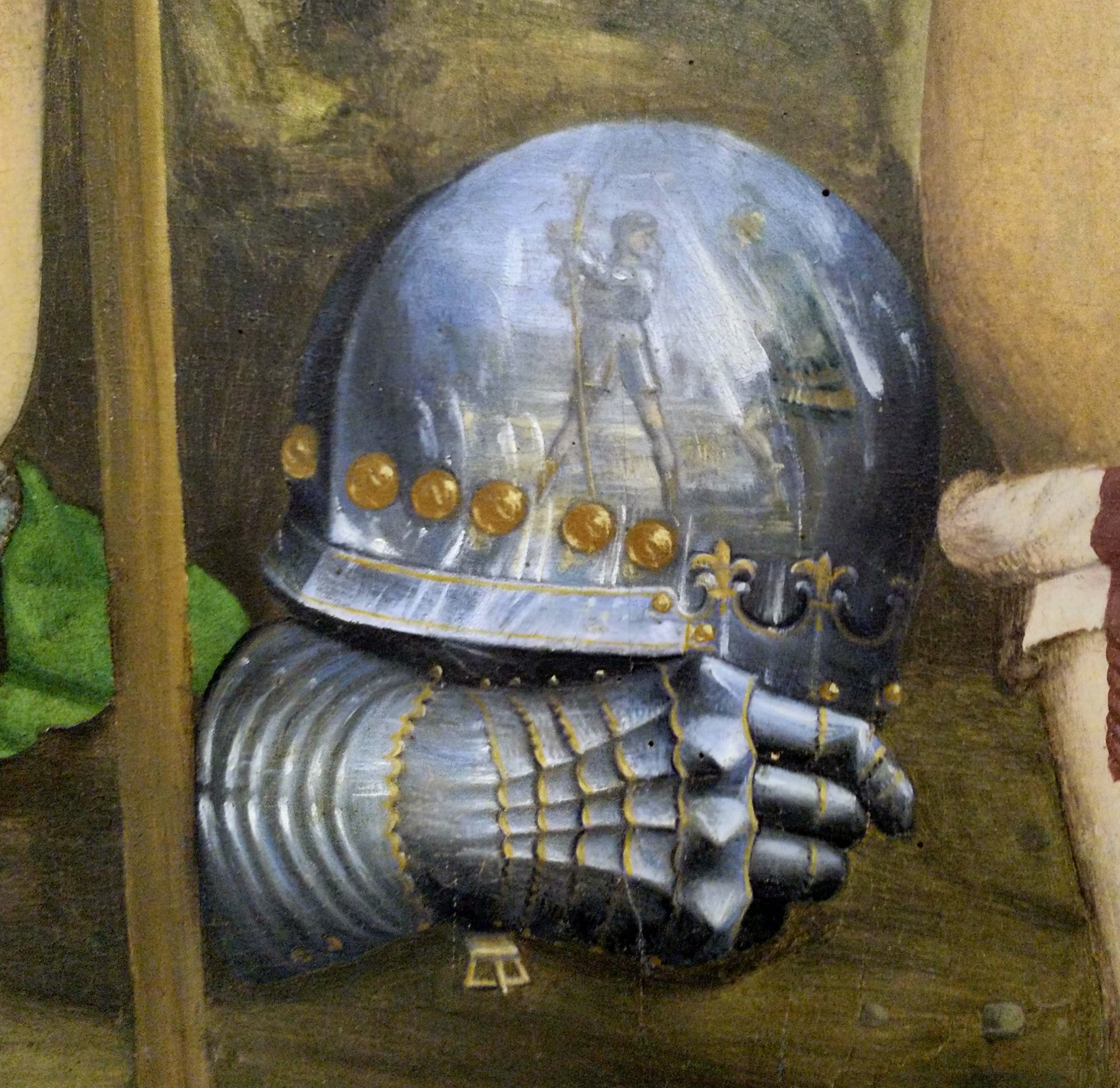 1510 Sodoma,Descente de croix, Pinacoteca nazionale, Sienne chapelle Cinuzzi eglise San Francesco detail casque