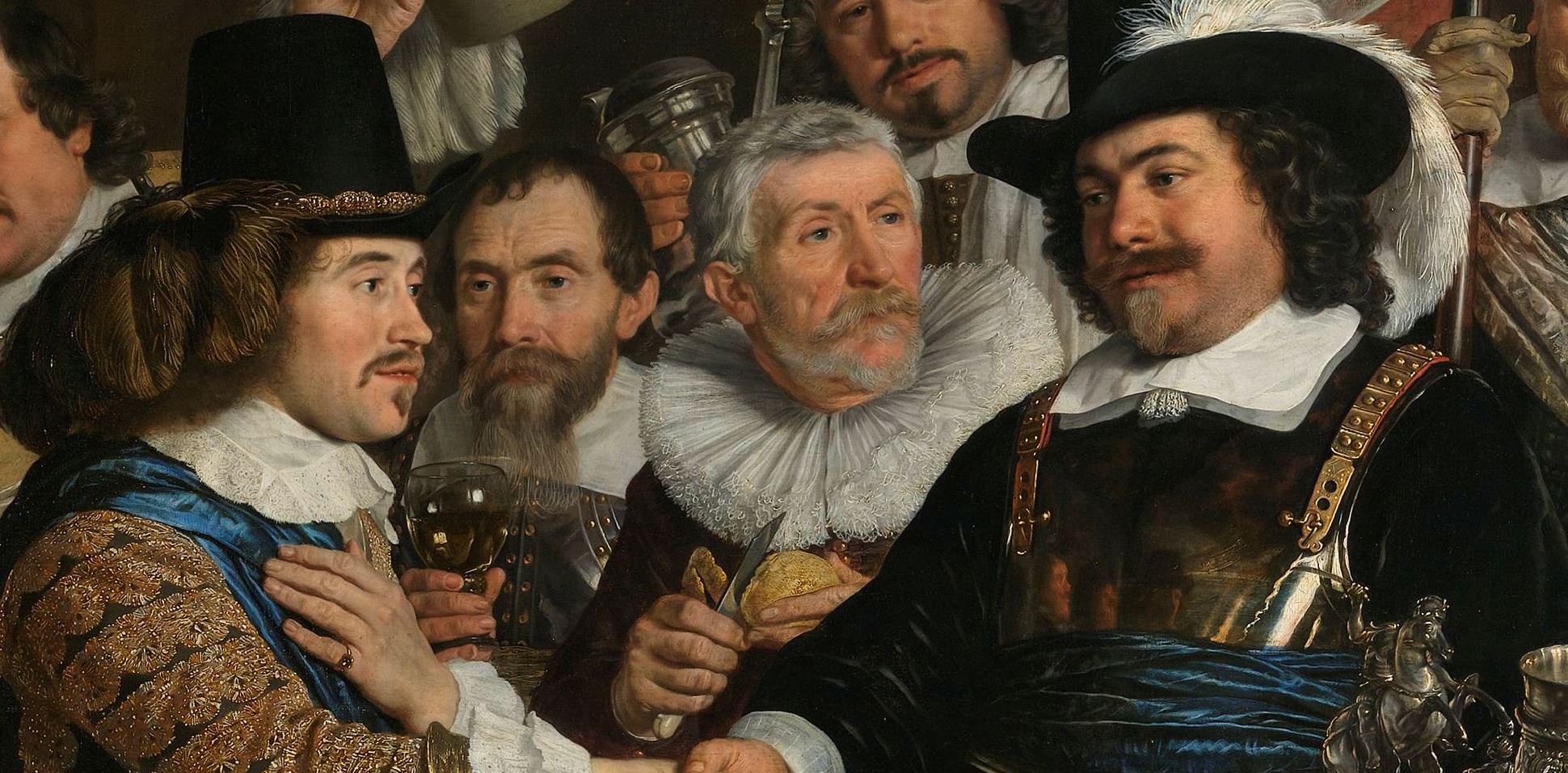 Bartholomeus van der Helst, Le banquet des capitaines de la garde civique d'Amsterdam à l'occasion de la paix de Mnster, 1648 Amsterdam, Rijksmuseum detail1