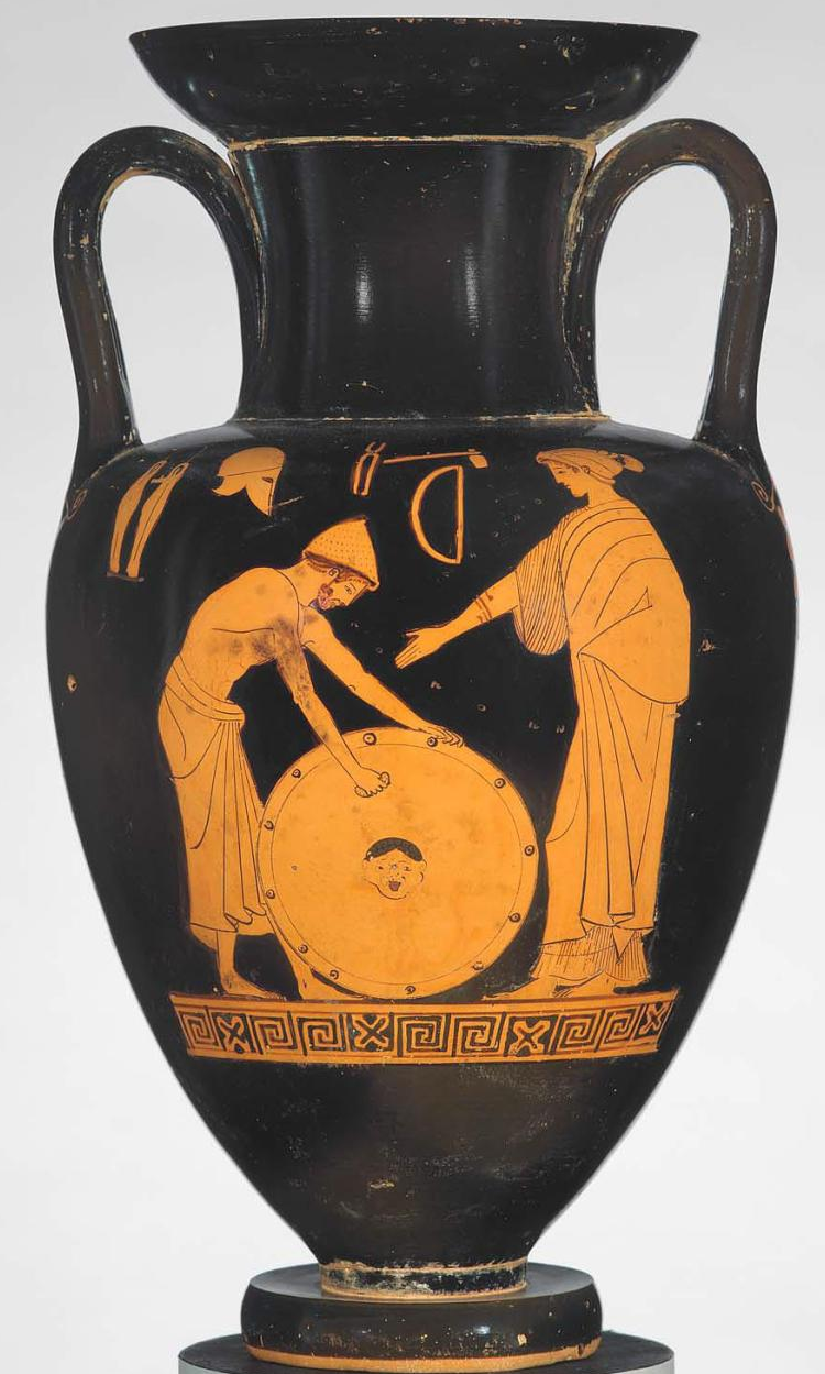 Hephaistos polissant devant thetis le bouclier d'achille Amphore athenienne 460 BC, Museum of Fine Arts Boston