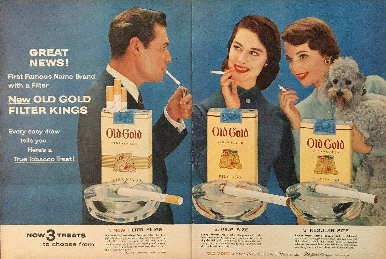 1955 Vintage Ad for Old Gold Cigarettes