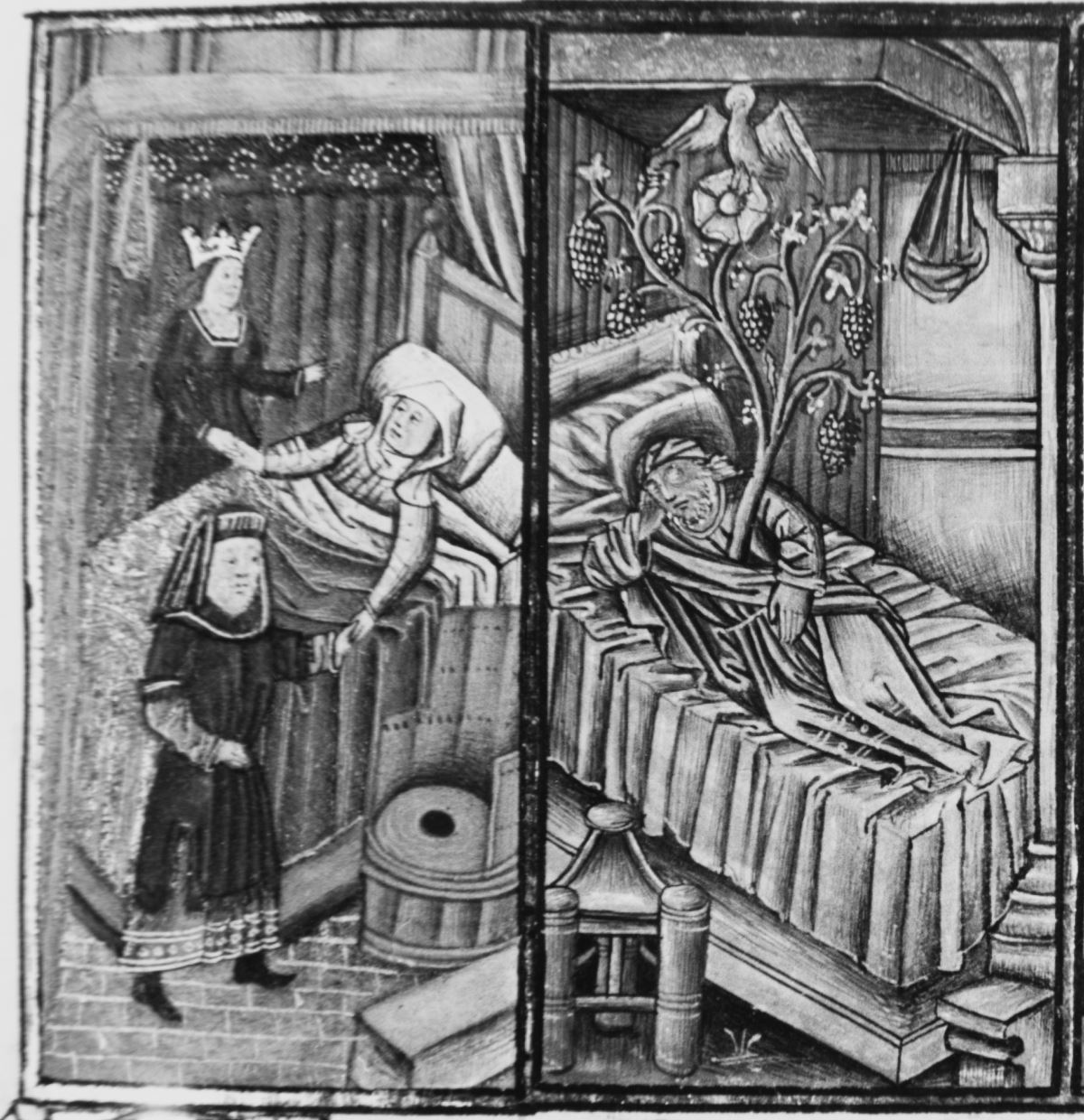Speculum humanae salvationis 1454-55 Naissance de Marie Glasgow, University Library → Hunter 60 (T.2.18), fol. 6r