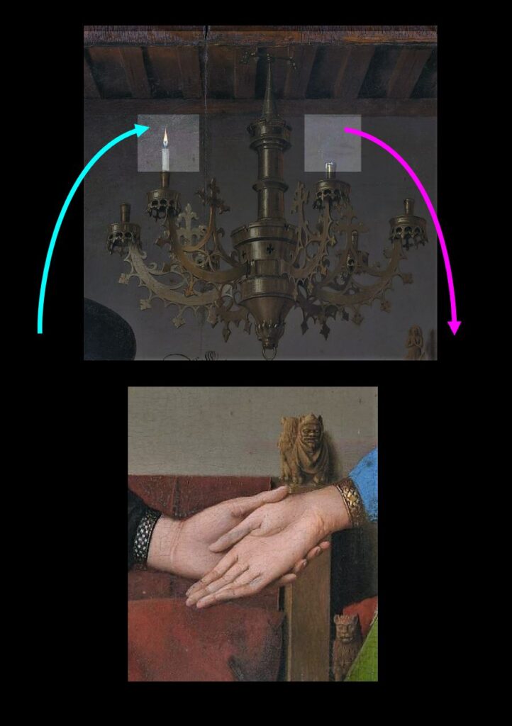 Van_Eyck 1434 _Arnolfini_Portrait luste et mains