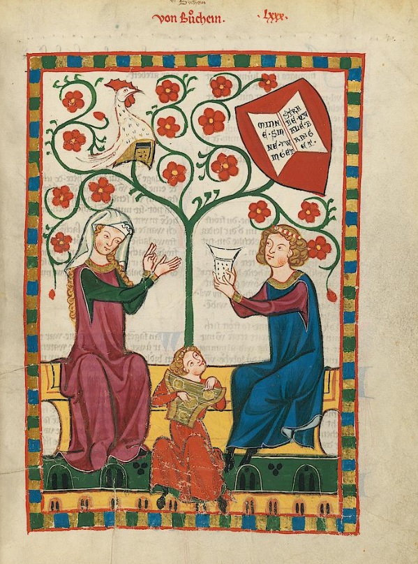 Codex Manesse, UB Heidelberg, Cod. Pal. germ. 848, fol 271r Von Buchheim et sa dame