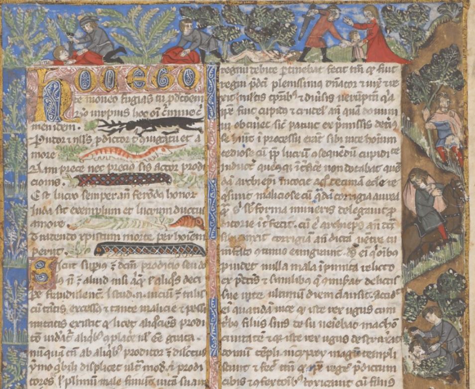1330-40 Cocharelli codex BL Egerton 3127 fol 2r detail haut