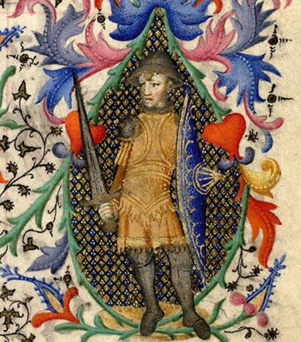 1410-1415 Maitre de la Mazarine Heures Mazarine, Mazarine Dieu apparaissant a David MS 469 fol 83 detail1