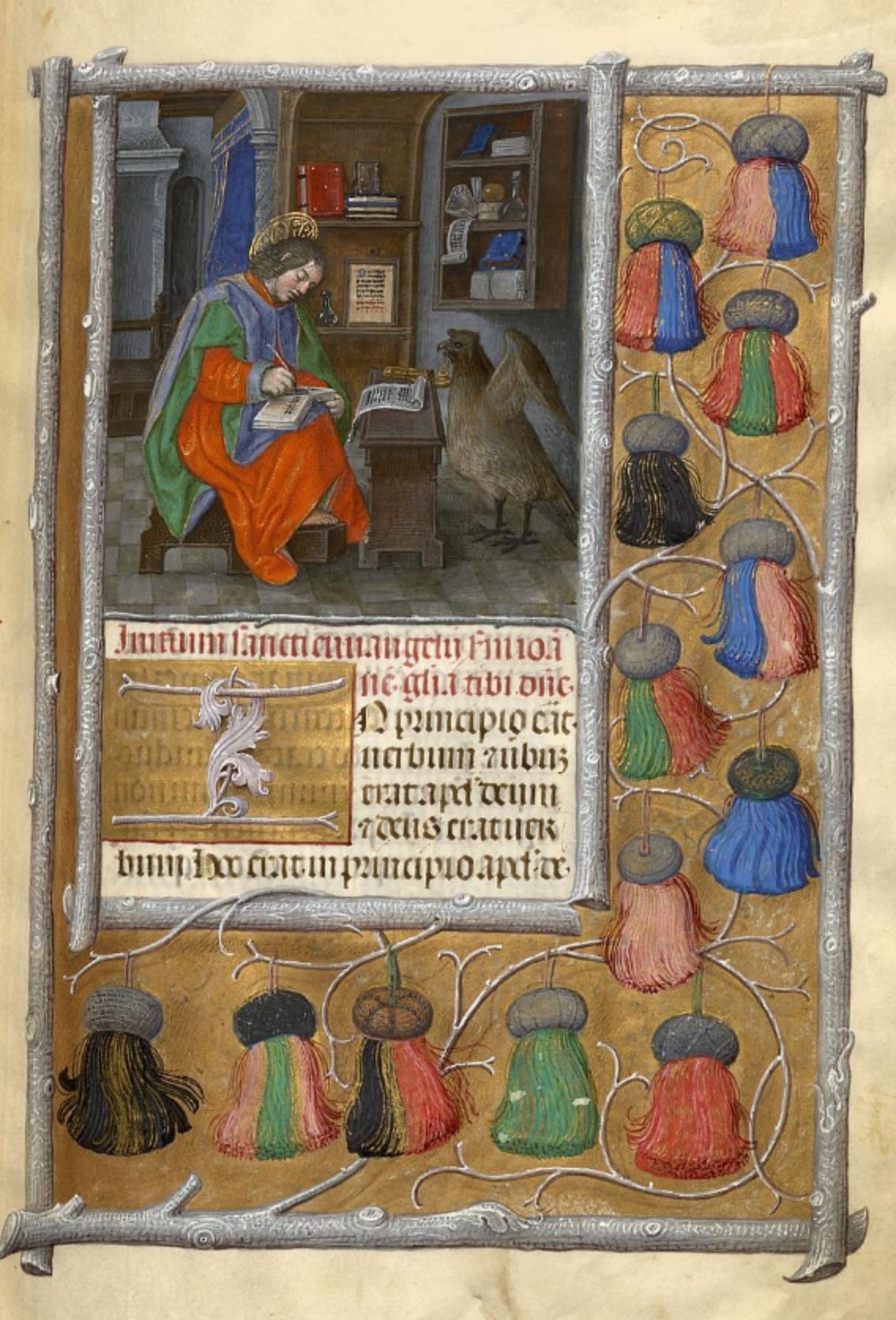 1483-98 Horae Beatae Mariae Virginis (La Flora, pour Charles VIII) Biblioteca nazionale Napoli Ms. I. B. 51 fol 18 Saint Jean