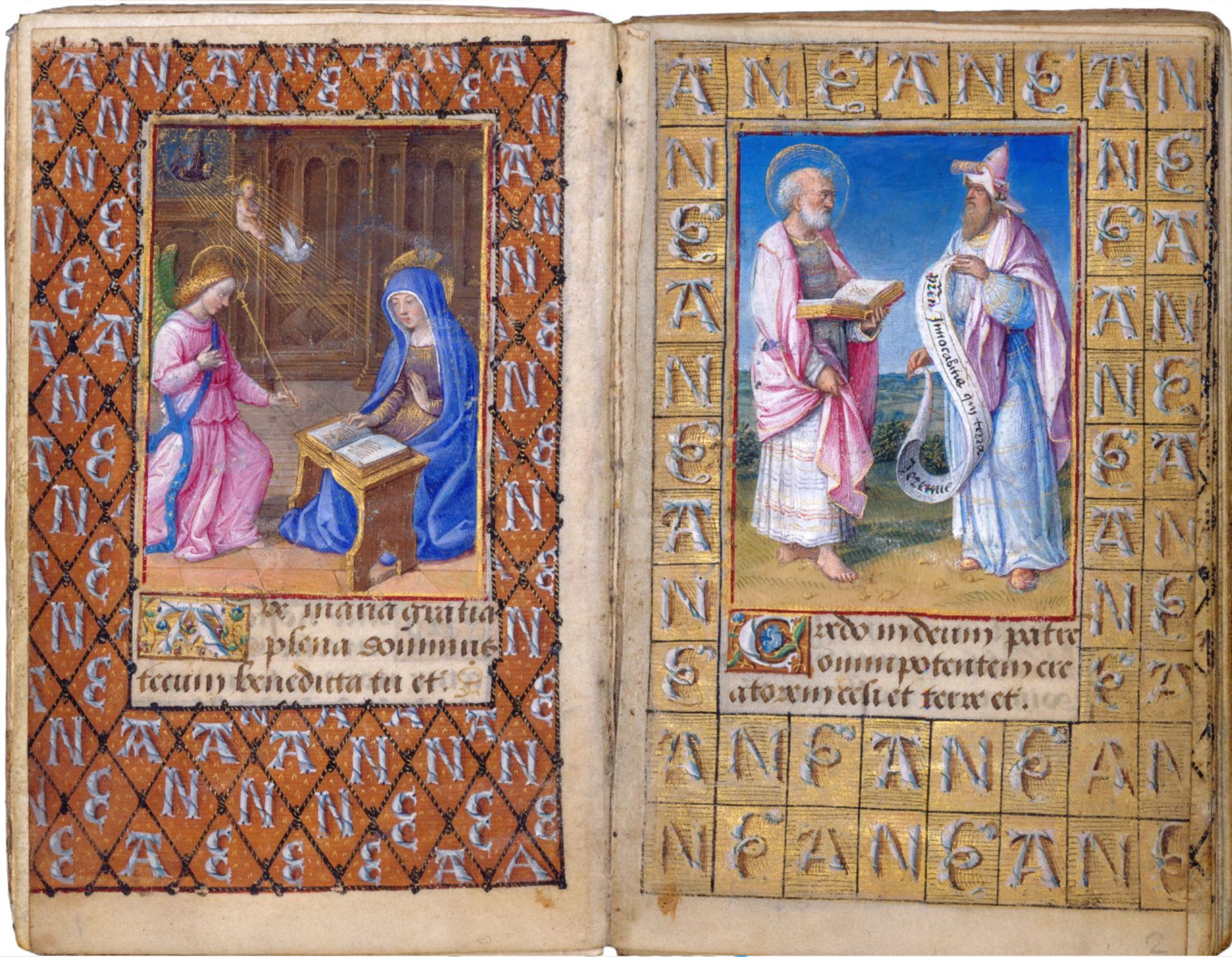 1492–95 Jean Poyer Prayer Book of Anne de Bretagne Morgan MS M.50 (fol. 1v–2r)