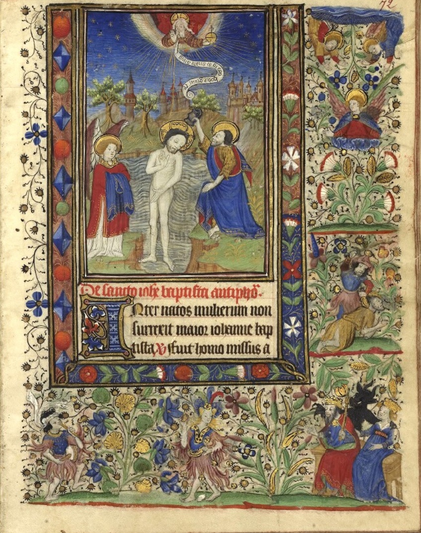 Heures de Catherine de Rohan et de Francoise de Dinan Rennes, BM, 0034 fol 0066 Bapteme du Christ
