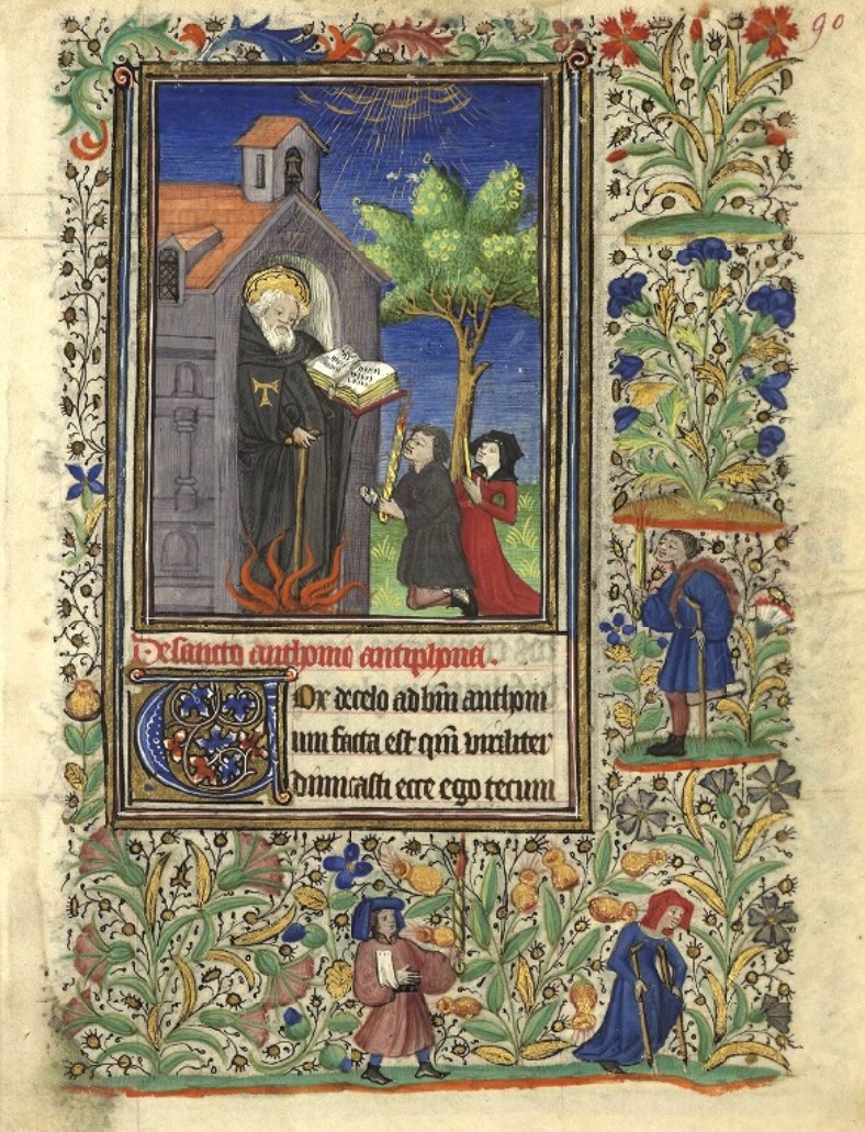 Heures de Catherine de Rohan et de Francoise de Dinan Rennes, BM, 0034 fol 90 Saint Antoine
