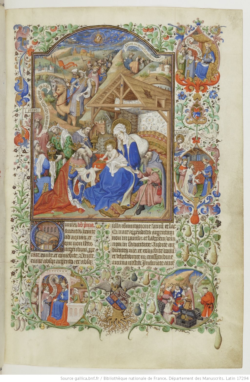 Maitre de Bedford, 1424-1435, Breviaire de Salisbury, pour le duc de Bedford BNF Lat 17294 fol 106r Adoration des Mages gallica schema