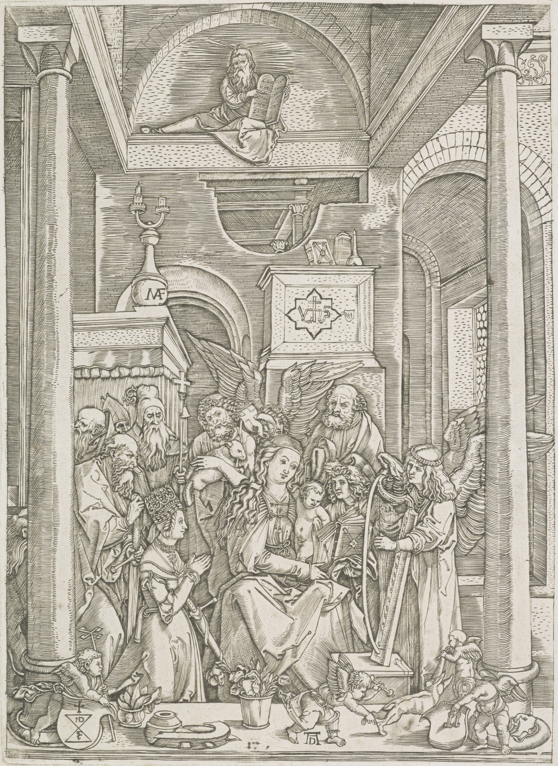 Durer-1511-ca-Life_of_the_Virgin-Glorification-copie-marcantonio-raimondi-National-Gallery-Scotland