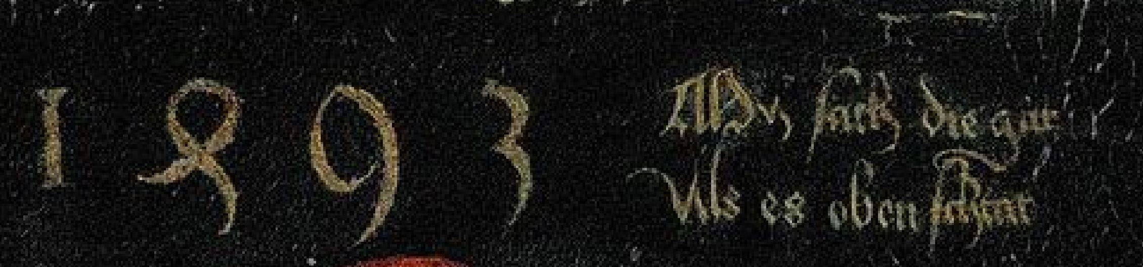 Durer autoportait 1493 Louvre detail motto