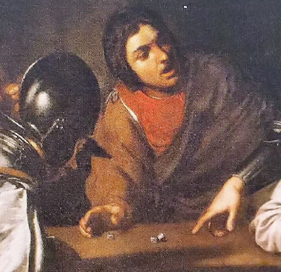 1615-16 Valentin de Boulogne Soldats jouant aux des la tunique du Christ coll part detail