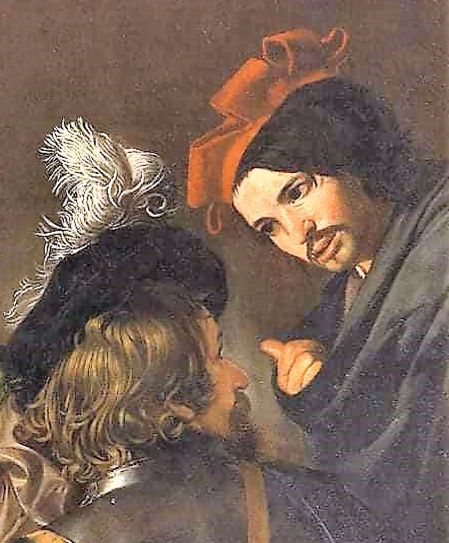 1615-1617 ca Valentin de Boulogne Le reniement de saint Pierre Fondazione di tudi di Storia dell'Arte Roberto Longhi, Florence detail droite