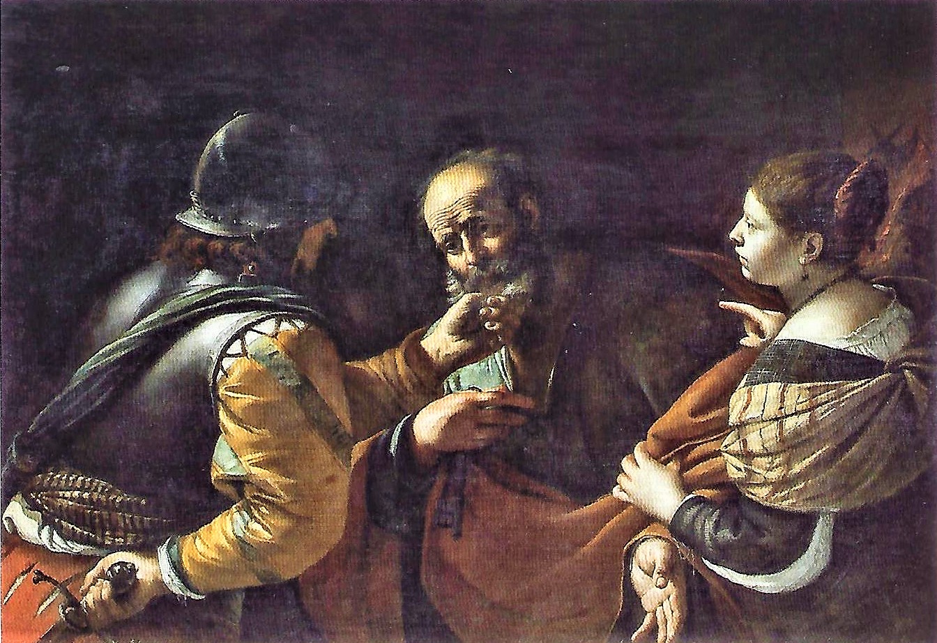 1630–35 Mattia Preti Reniement de St Pierre Musee des Beaux-Arts de Carcassonne
