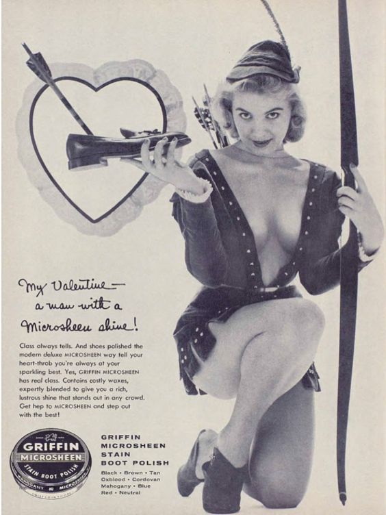 1957 Griffin Microsheen boot polish playmat Eva Lynd Miss Kenseal of 1957