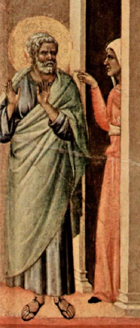 Duccio di Buoninsegna, 1311, 2eme et troiseme reniement, Maesta, Museo dell'Opera Metropolitana del Duomo, Sienne servante