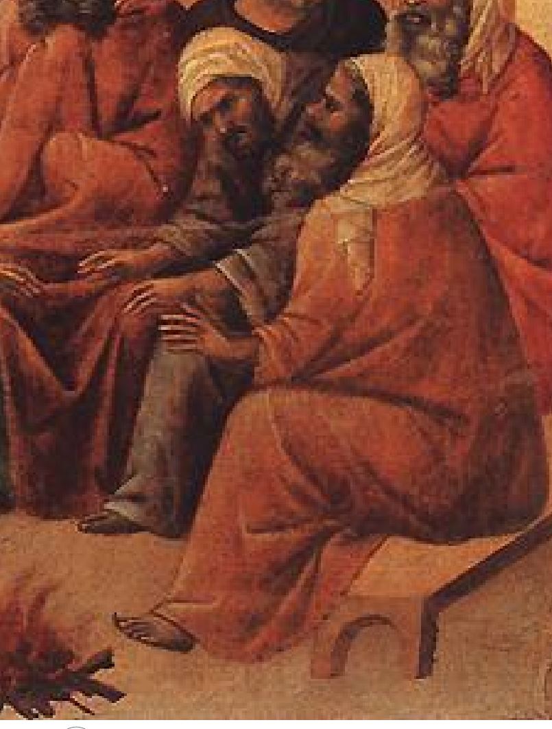 Duccio di Buoninsegna, 1311, Anne et premier Reniement, Maesta, Museo dell'Opera Metropolitana del Duomo, Sienne ceux