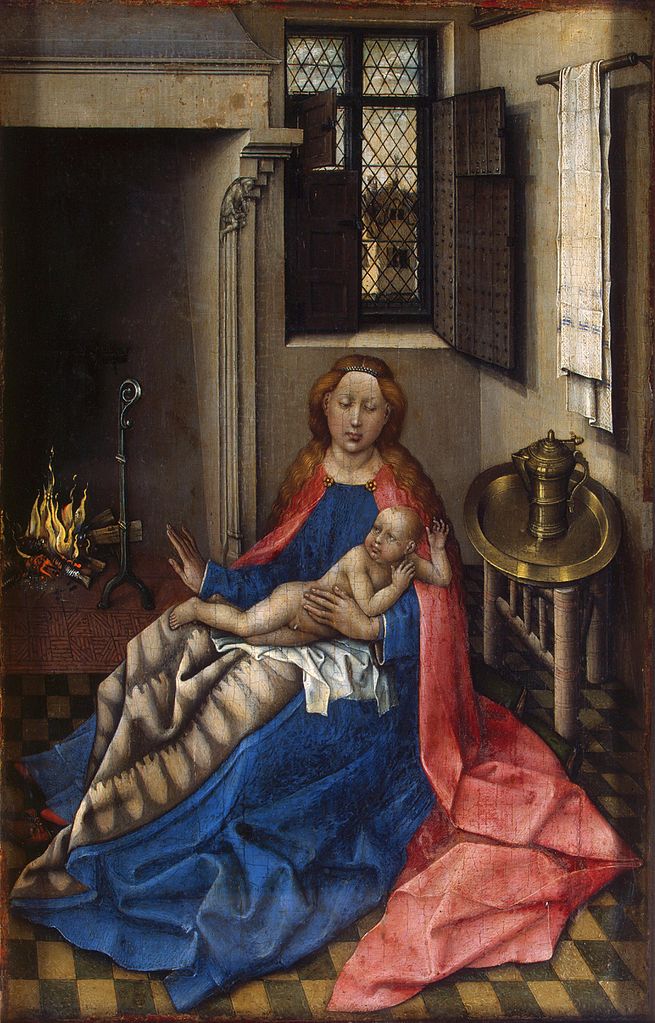 Robert Campin 1430 ca Vierge a l'Enfant devant la cheminee Ermitage Saint Petersbourg COPIE