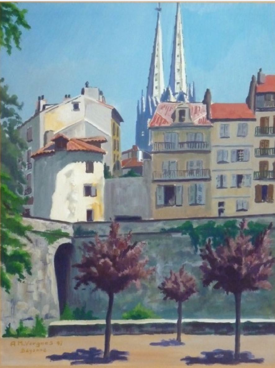 1947 Andre Marie Vergnes Bayonne Les Remparts et la tour Lachepaillet.