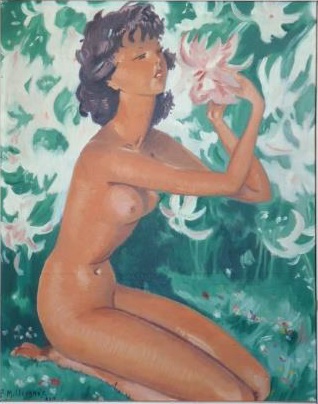 1949 Andre Marie Vergnes Nu au magnolia