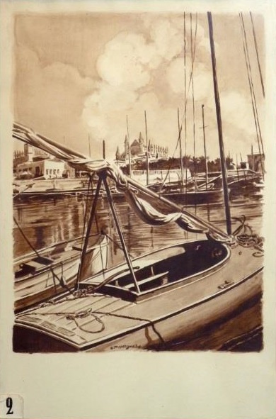 1953 Andre Marie Vergnes Majorque Le port de Palma de Majorque