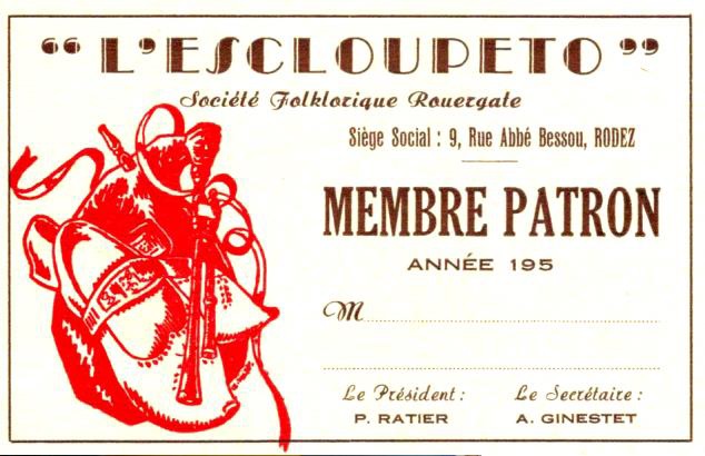 1954 Andre Marie Vergnes Escloupeto crte de membre