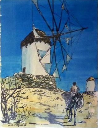 1961 Andre Marie Vergnes Le moulin de Nicolas (Mykonos)