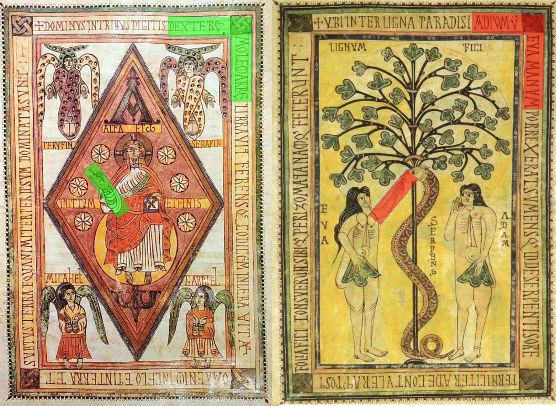 Adam et Eve, COdice Vigilano, 976, (MS Escorialensis d.1.2 16v 17v schema